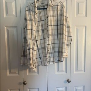 Jachs Women's Plaid Button Down Shirt - Cream and Gray